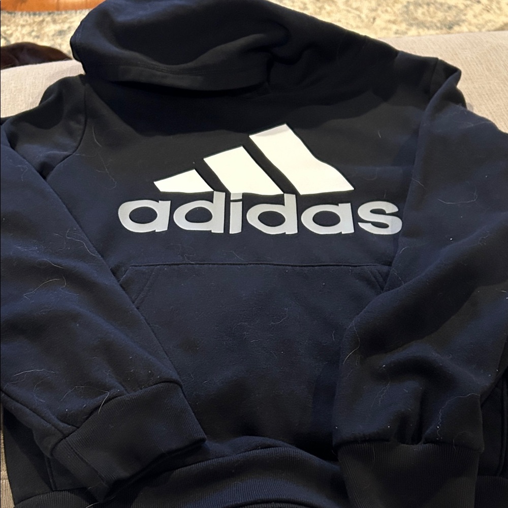 Adidas Black and White Logo Hoodie